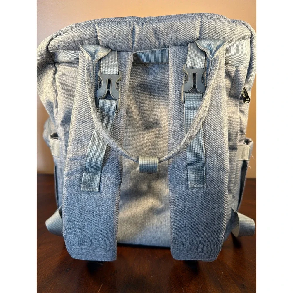 Diaper‎ Bag Backpack Grey Quilted Multi-Pocket Travel Bag with Pacifier Pod
